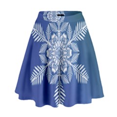 Flake Crystal Snow Winter Ice High Waist Skirt