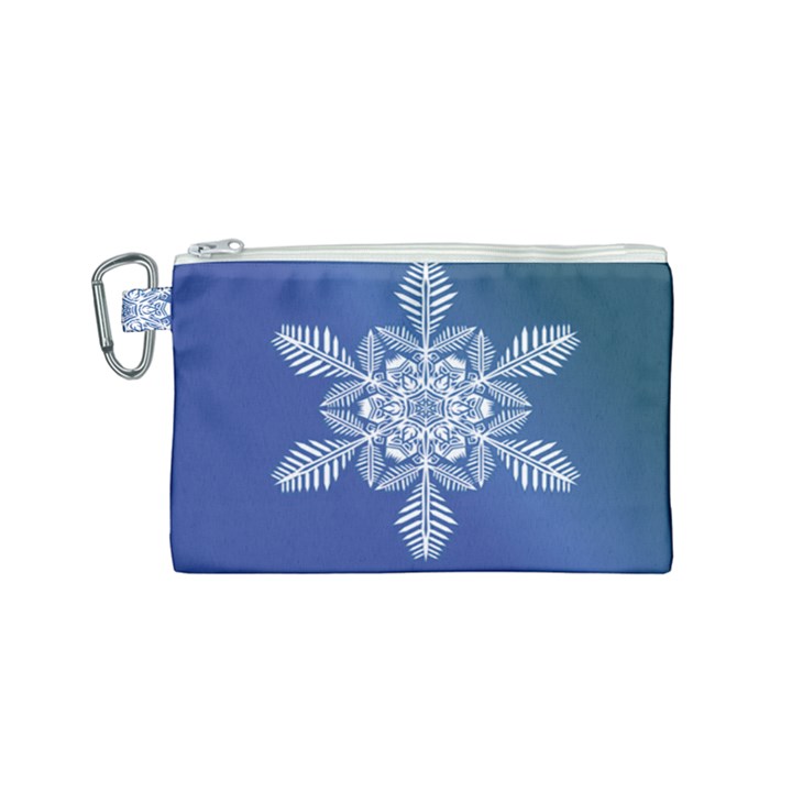 Flake Crystal Snow Winter Ice Canvas Cosmetic Bag (Small)