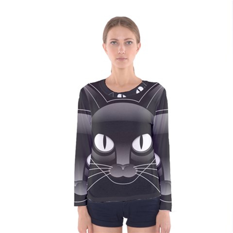 Grey Eyes Kitty Cat Women s Long Sleeve Tee by HermanTelo