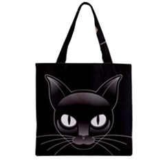 Grey Eyes Kitty Cat Zipper Grocery Tote Bag by HermanTelo