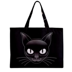 Grey Eyes Kitty Cat Zipper Mini Tote Bag