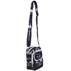 Grey Eyes Kitty Cat Shoulder Strap Belt Bag