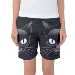 Grey Eyes Kitty Cat Women s Basketball Shorts