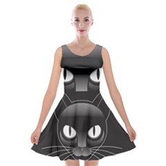 Grey Eyes Kitty Cat Velvet Skater Dress by HermanTelo