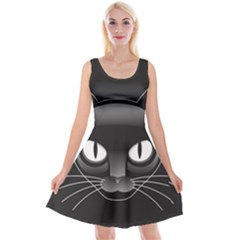 Grey Eyes Kitty Cat Reversible Velvet Sleeveless Dress