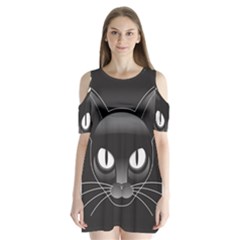 Grey Eyes Kitty Cat Shoulder Cutout Velvet One Piece