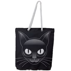 Grey Eyes Kitty Cat Full Print Rope Handle Tote (large)