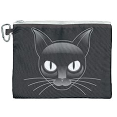 Grey Eyes Kitty Cat Canvas Cosmetic Bag (xxl)