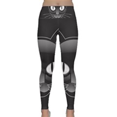 Grey Eyes Kitty Cat Lightweight Velour Classic Yoga Leggings