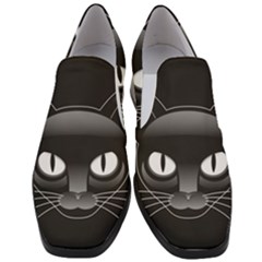 Grey Eyes Kitty Cat Slip On Heel Loafers