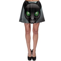 Green Eyes Kitty Cat Skater Skirt by HermanTelo