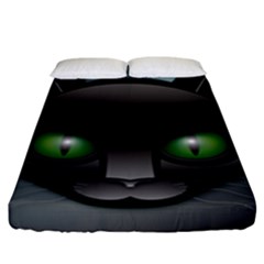 Green Eyes Kitty Cat Fitted Sheet (king Size) by HermanTelo