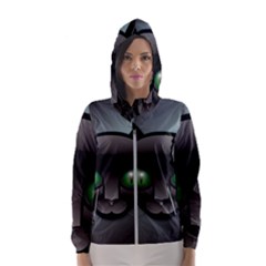 Green Eyes Kitty Cat Women s Hooded Windbreaker by HermanTelo