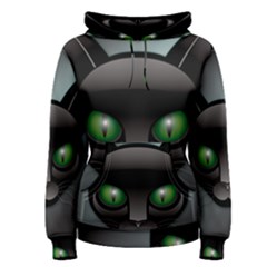 Green Eyes Kitty Cat Women s Pullover Hoodie