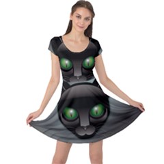 Green Eyes Kitty Cat Cap Sleeve Dress by HermanTelo