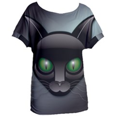 Green Eyes Kitty Cat Women s Oversized Tee by HermanTelo