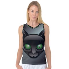 Green Eyes Kitty Cat Women s Basketball Tank Top