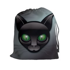 Green Eyes Kitty Cat Drawstring Pouch (xxl) by HermanTelo