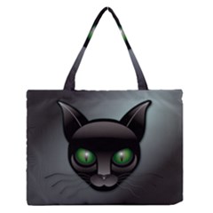 Green Eyes Kitty Cat Zipper Medium Tote Bag