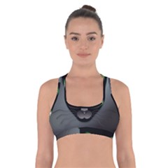 Green Eyes Kitty Cat Cross Back Sports Bra