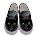 Green Eyes Kitty Cat Women s Canvas Slip Ons View1