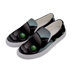 Green Eyes Kitty Cat Women s Canvas Slip Ons