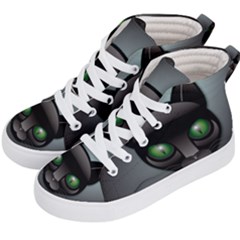 Green Eyes Kitty Cat Kids  Hi-top Skate Sneakers