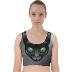 Green Eyes Kitty Cat Velvet Racer Back Crop Top