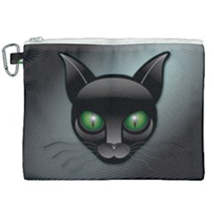 Green Eyes Kitty Cat Canvas Cosmetic Bag (xxl)