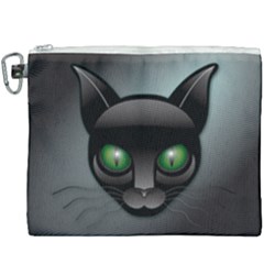 Green Eyes Kitty Cat Canvas Cosmetic Bag (xxxl)