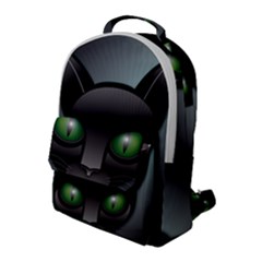 Green Eyes Kitty Cat Flap Pocket Backpack (large)