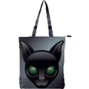 Green Eyes Kitty Cat Double Zip Up Tote Bag View1