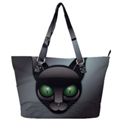 Green Eyes Kitty Cat Full Print Shoulder Bag by HermanTelo