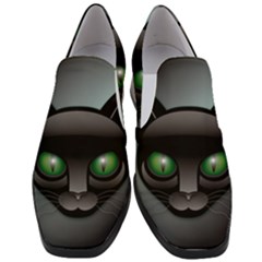 Green Eyes Kitty Cat Slip On Heel Loafers