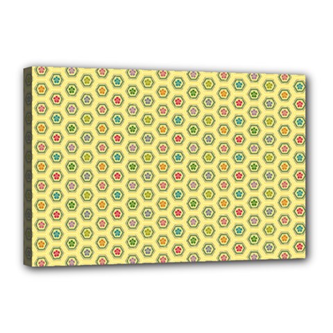 Hexagonal Pattern Unidirectional Yellow Canvas 18  X 12  (stretched)