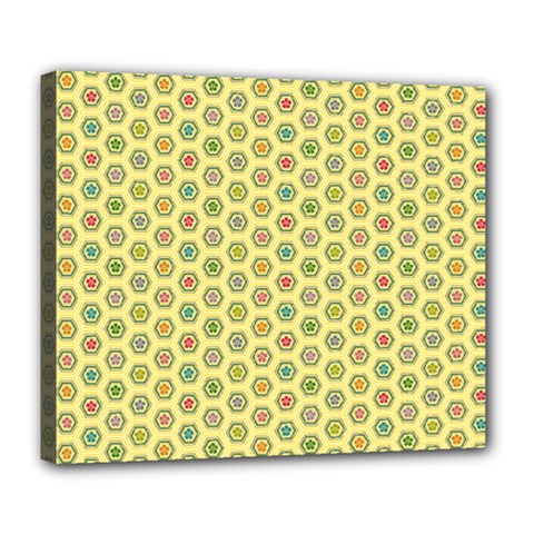 Hexagonal Pattern Unidirectional Yellow Deluxe Canvas 24  X 20  (stretched)