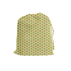 Hexagonal Pattern Unidirectional Yellow Drawstring Pouch (large) by HermanTelo