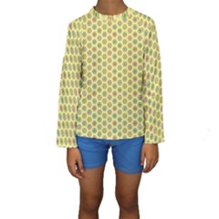 Hexagonal Pattern Unidirectional Yellow Kids  Long Sleeve Swimwear by HermanTelo