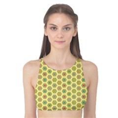 Hexagonal Pattern Unidirectional Yellow Tank Bikini Top