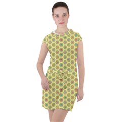 Hexagonal Pattern Unidirectional Yellow Drawstring Hooded Dress by HermanTelo