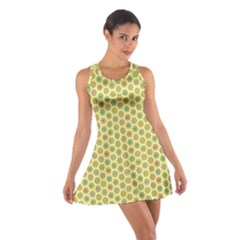 Hexagonal Pattern Unidirectional Yellow Cotton Racerback Dress