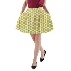 Hexagonal Pattern Unidirectional Yellow A-line Pocket Skirt by HermanTelo