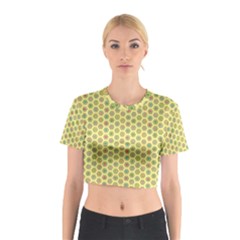 Hexagonal Pattern Unidirectional Yellow Cotton Crop Top