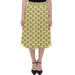 Hexagonal Pattern Unidirectional Yellow Classic Midi Skirt by HermanTelo