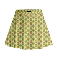 Hexagonal Pattern Unidirectional Yellow Mini Flare Skirt by HermanTelo