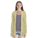 Hexagonal Pattern Unidirectional Yellow Drape Collar Cardigan View1