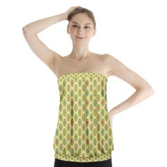 Hexagonal Pattern Unidirectional Yellow Strapless Top