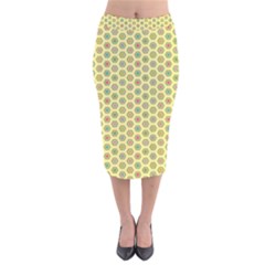 Hexagonal Pattern Unidirectional Yellow Velvet Midi Pencil Skirt by HermanTelo