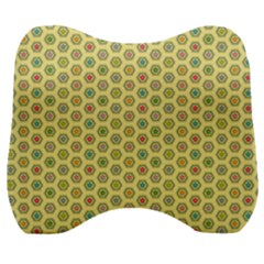 Hexagonal Pattern Unidirectional Yellow Velour Head Support Cushion by HermanTelo