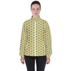 Hexagonal Pattern Unidirectional Yellow Women s High Neck Windbreaker by HermanTelo